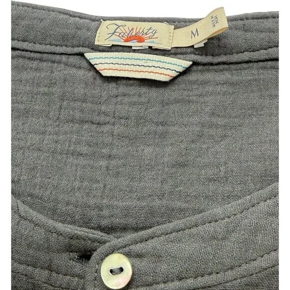 Faherty Dream Cotton Gauze Desmond Top Shirt Organic Cotton Gray Relaxed Size M - Picture 5 of 8